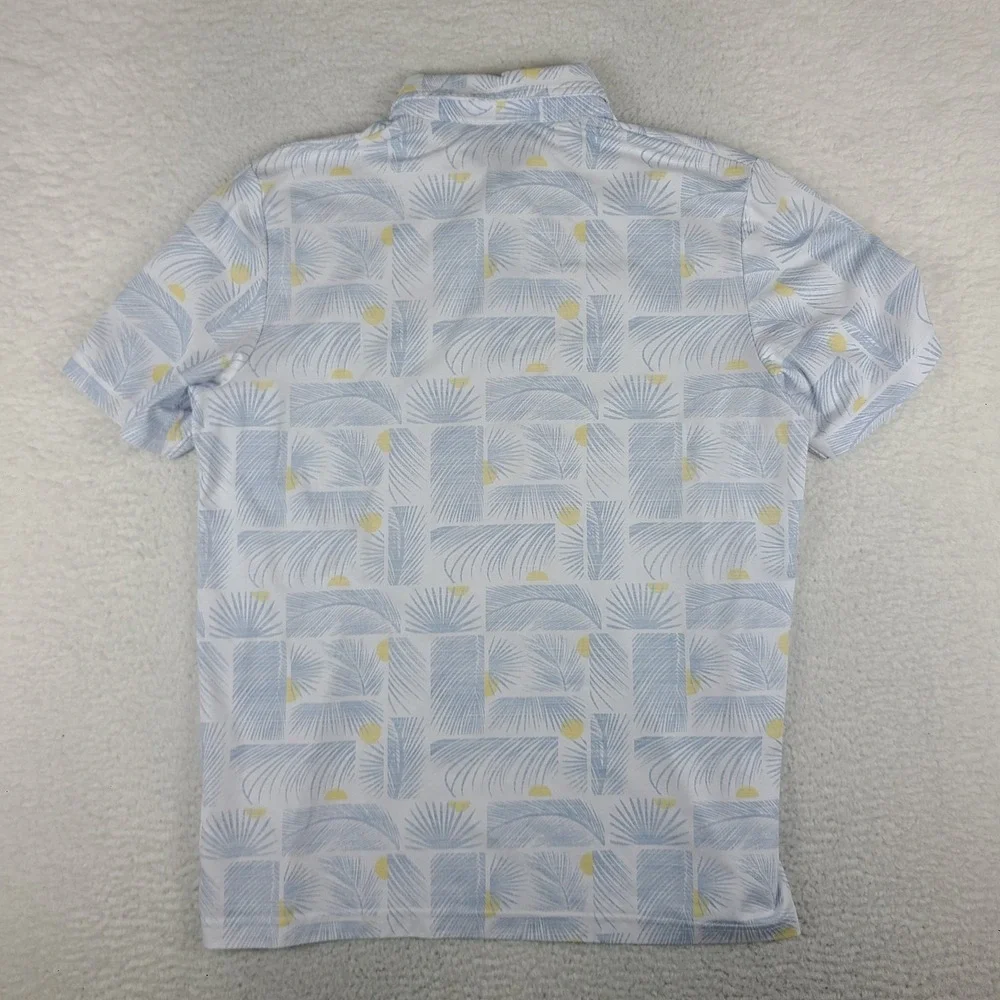 Traavis Mathew Polo Shirt Mens XL Blue White Yellow Performance Tiburon Maples